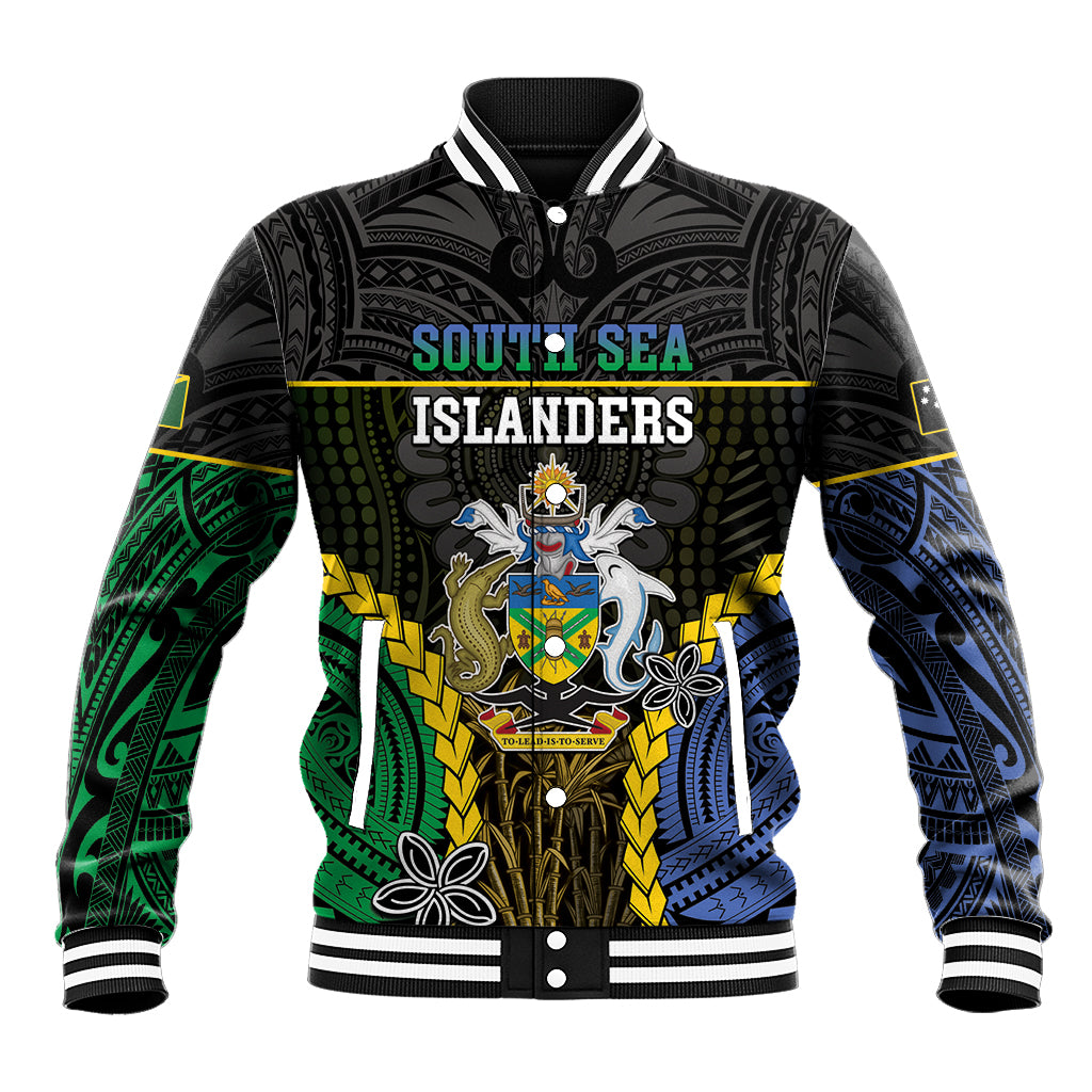 Personalised South Sea Islanders And Solomon Islands Baseball Jacket Kanakas Polynesian Pattern LT05 Unisex Black - Polynesian Pride