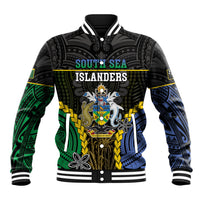 Personalised South Sea Islanders And Solomon Islands Baseball Jacket Kanakas Polynesian Pattern LT05 Unisex Black - Polynesian Pride