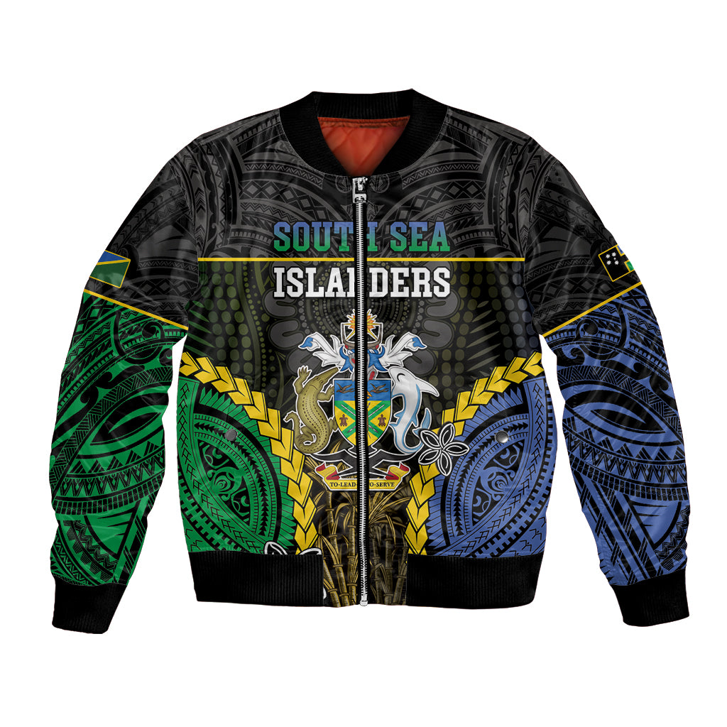 Personalised South Sea Islanders And Solomon Islands Bomber Jacket Kanakas Polynesian Pattern LT05 Unisex Black - Polynesian Pride