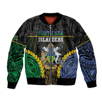 Personalised South Sea Islanders And Solomon Islands Bomber Jacket Kanakas Polynesian Pattern LT05 Unisex Black - Polynesian Pride