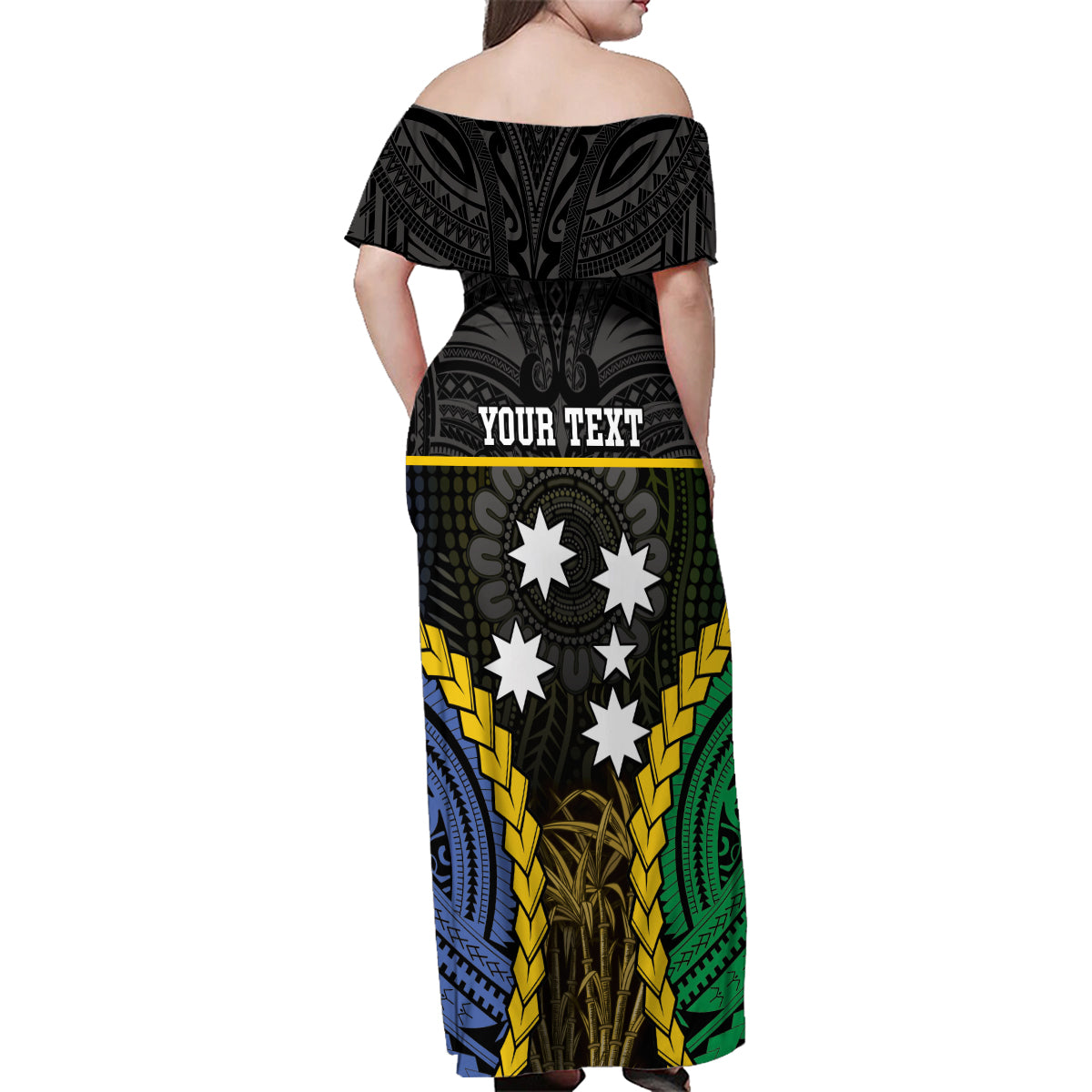 Personalised South Sea Islanders And Solomon Islands Family Matching Off Shoulder Maxi Dress and Hawaiian Shirt Kanakas Polynesian Pattern