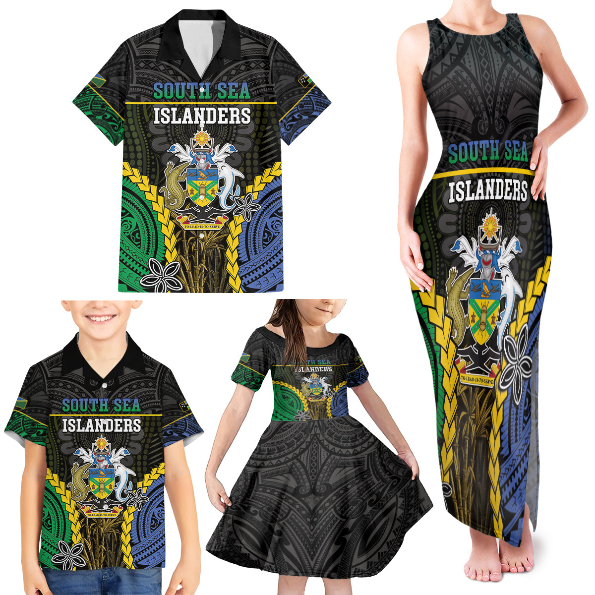 Personalised South Sea Islanders And Solomon Islands Family Matching Tank Maxi Dress and Hawaiian Shirt Kanakas Polynesian Pattern