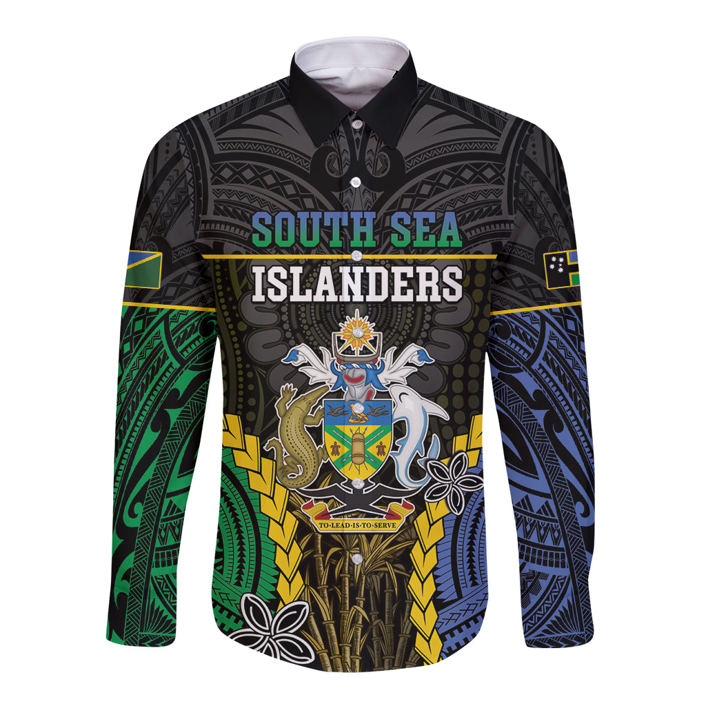 Personalised South Sea Islanders And Solomon Islands Long Sleeve Button Shirt Kanakas Polynesian Pattern