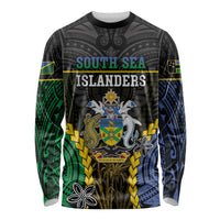 Personalised South Sea Islanders And Solomon Islands Long Sleeve Shirt Kanakas Polynesian Pattern LT05 Unisex Black - Polynesian Pride