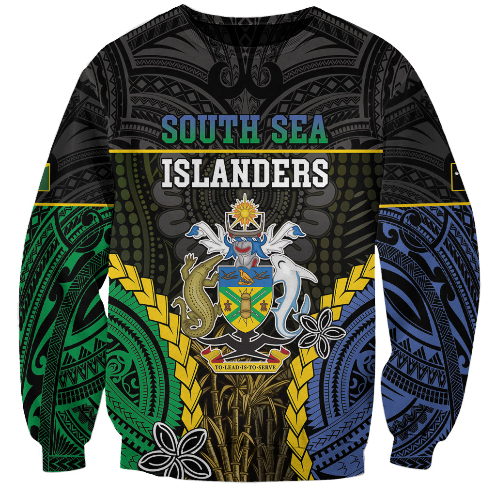 Personalised South Sea Islanders And Solomon Islands Sweatshirt Kanakas Polynesian Pattern LT05 Unisex Black - Polynesian Pride