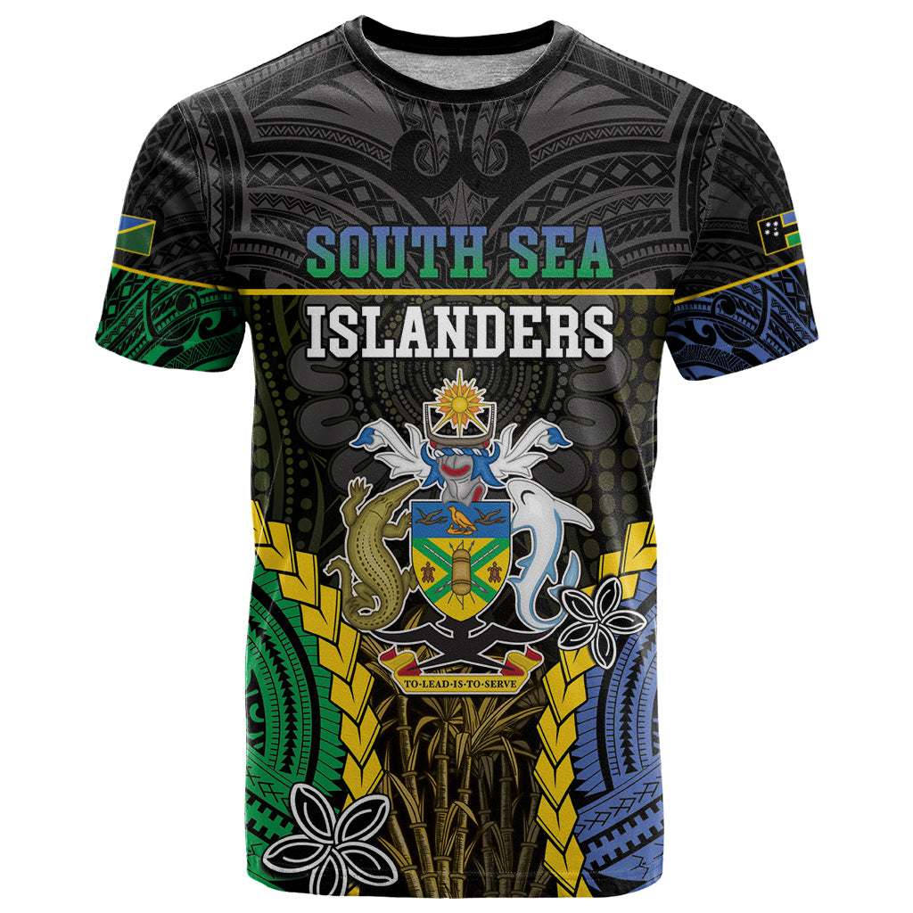 Personalised South Sea Islanders And Solomon Islands T Shirt Kanakas Polynesian Pattern LT05 Black - Polynesian Pride