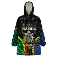 Personalised South Sea Islanders And Solomon Islands Wearable Blanket Hoodie Kanakas Polynesian Pattern LT05 One Size Black - Polynesian Pride