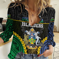 Personalised South Sea Islanders And Solomon Islands Women Casual Shirt Kanakas Polynesian Pattern LT05 Female Black - Polynesian Pride