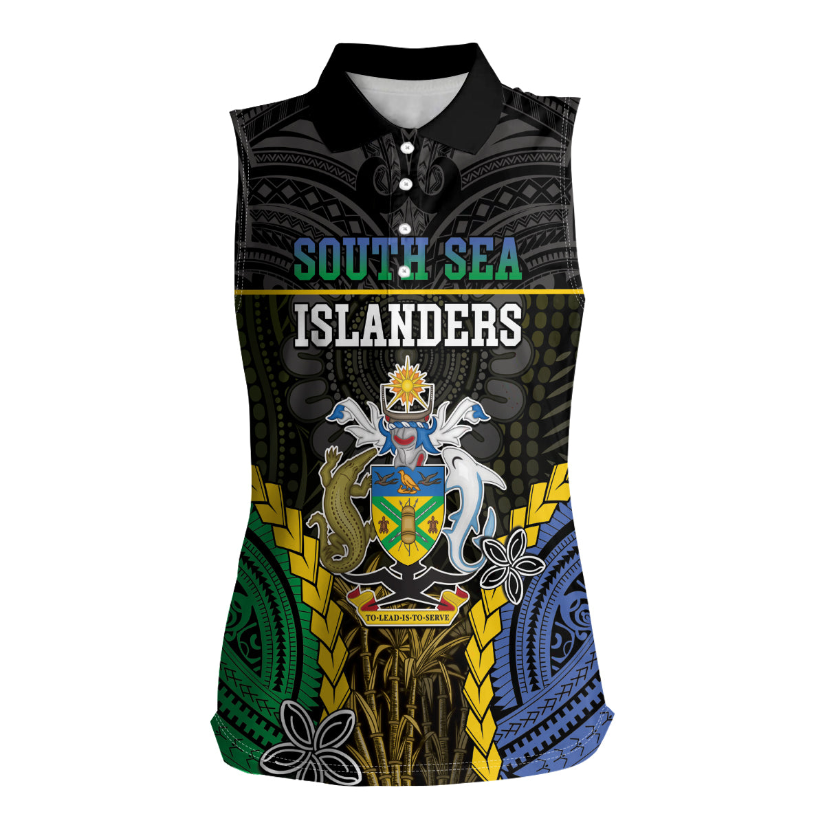 Personalised South Sea Islanders And Solomon Islands Women Sleeveless Polo Shirt Kanakas Polynesian Pattern