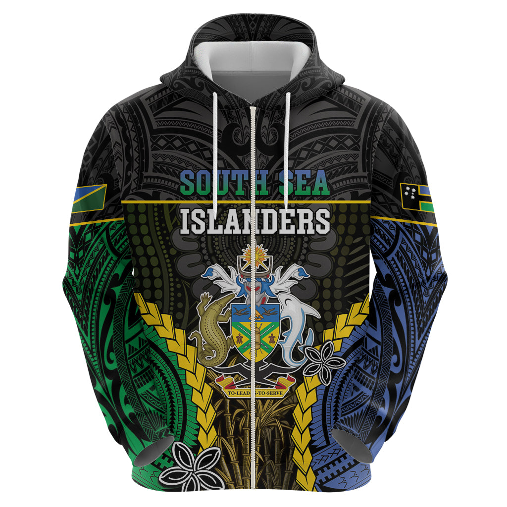 Personalised South Sea Islanders And Solomon Islands Zip Hoodie Kanakas Polynesian Pattern LT05 - Polynesian Pride