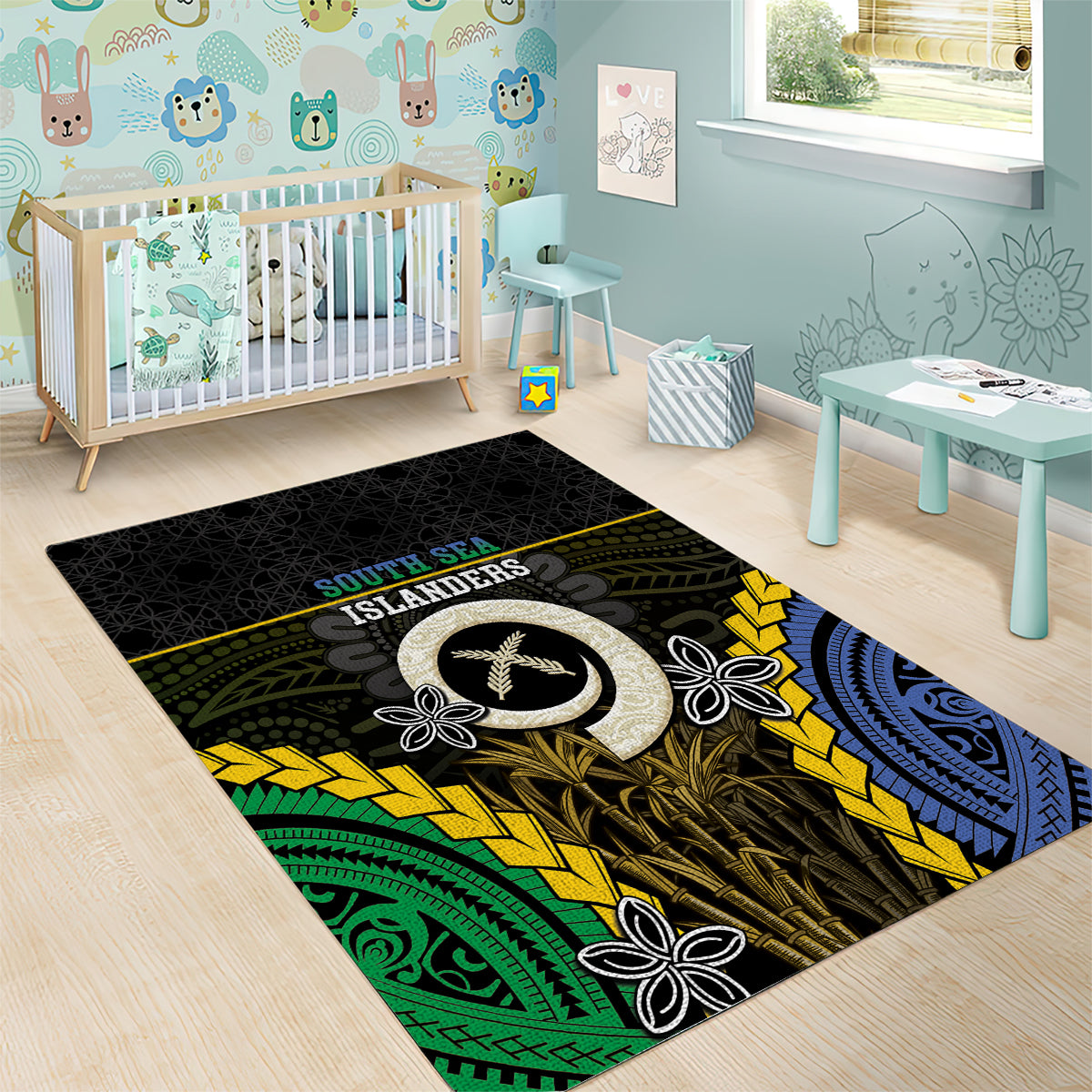 South Sea Islanders And Vanuatu Area Rug Kanakas Sand Drawing Pattern LT05 - Polynesian Pride