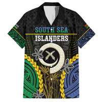 Personalised South Sea Islanders And Vanuatu Family Matching Puletasi and Hawaiian Shirt Kanakas Sand Drawing Pattern LT05 Dad's Shirt - Short Sleeve Black - Polynesian Pride
