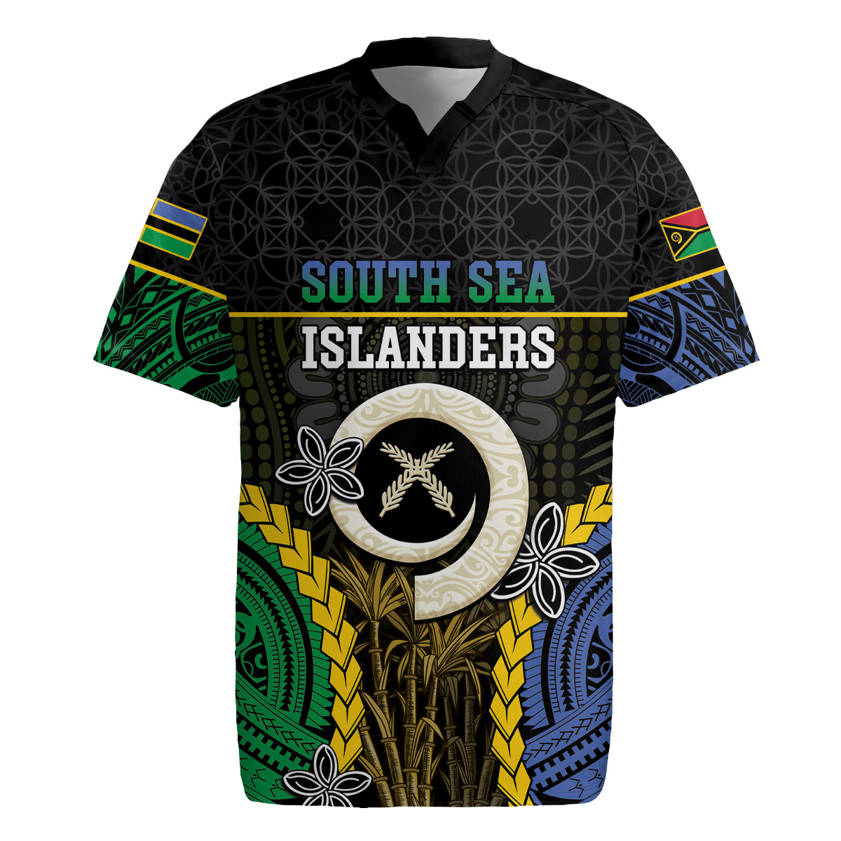 Personalised South Sea Islanders And Vanuatu Rugby Jersey Kanakas Sand Drawing Pattern