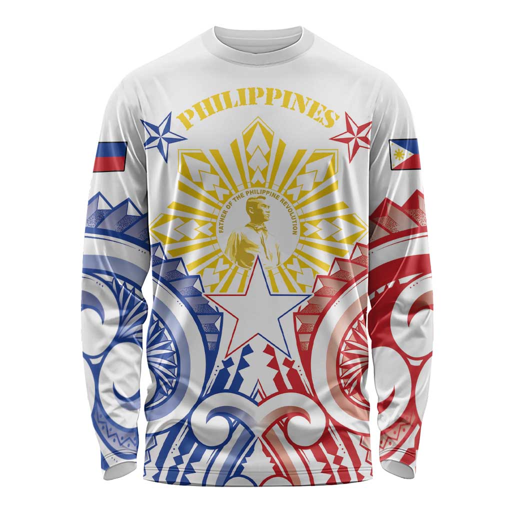 Philippines Long Sleeve Shirt Katipunan Andres Bonifacio LT05 Unisex White - Polynesian Pride