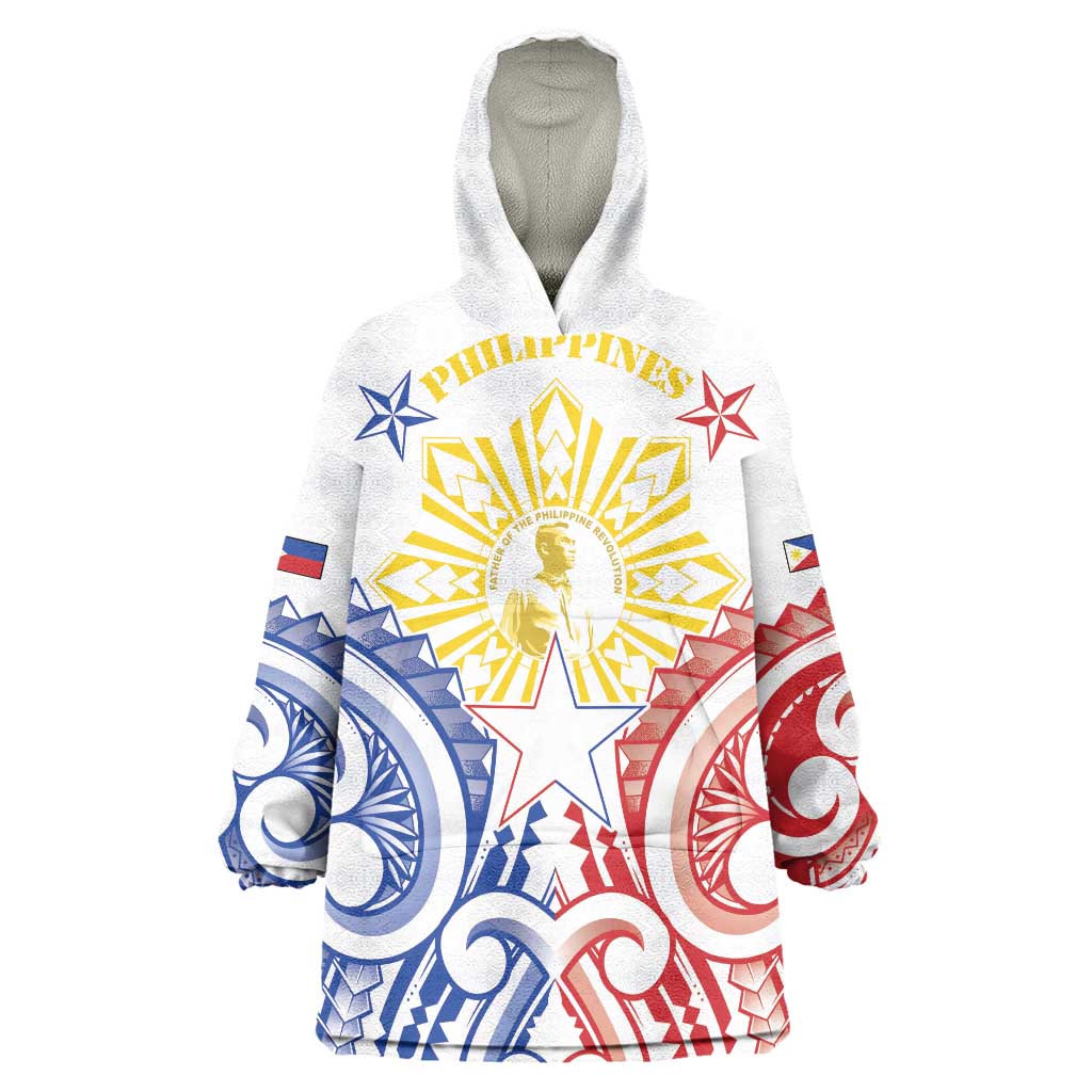 Philippines Wearable Blanket Hoodie Katipunan Andres Bonifacio LT05 One Size White - Polynesian Pride