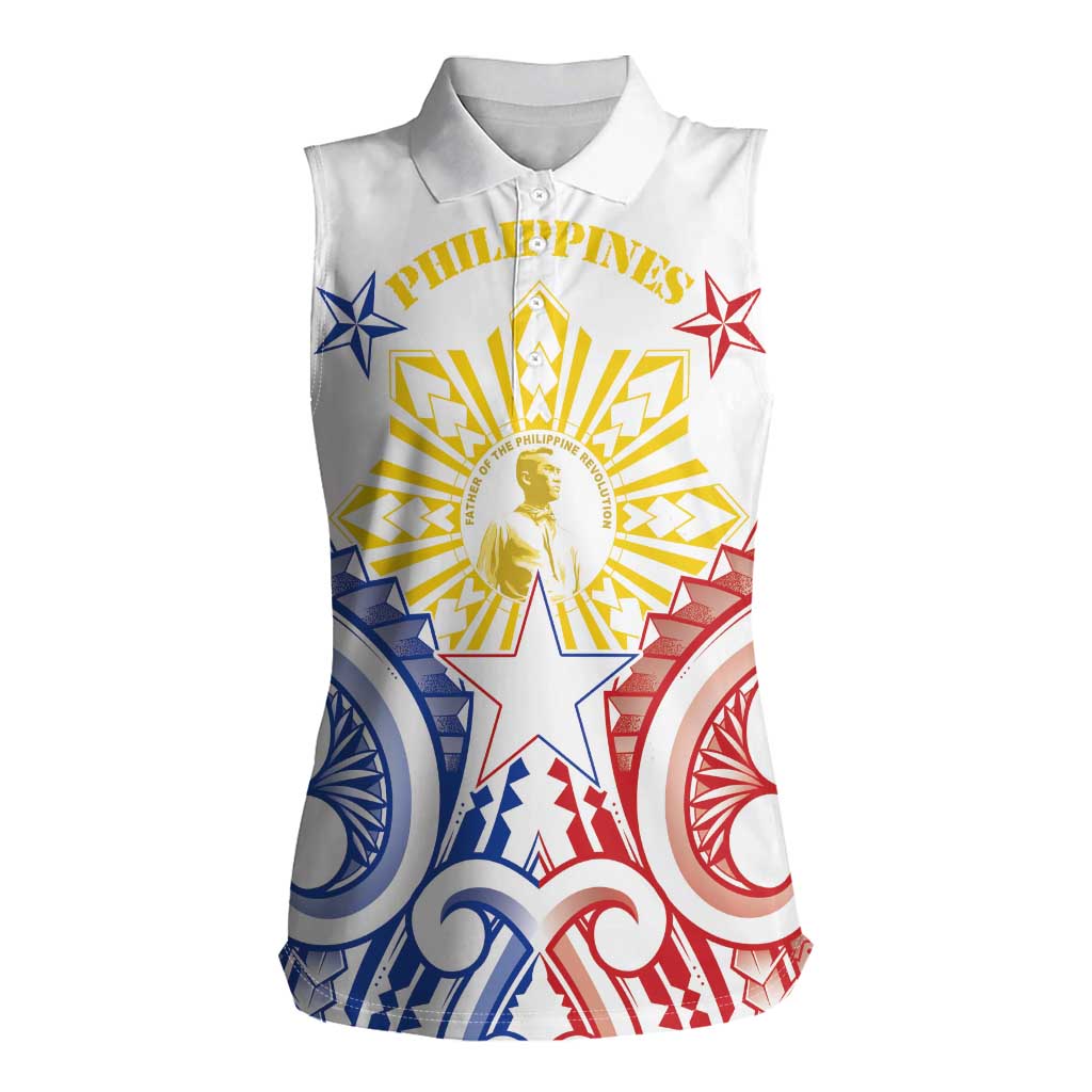 Philippines Women Sleeveless Polo Shirt Katipunan Andres Bonifacio LT05 Female White - Polynesian Pride