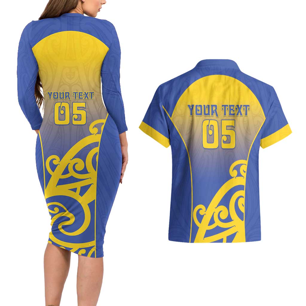 Custom James Cook High School Couples Matching Long Sleeve Bodycon Dress and Hawaiian Shirt Maori Koru Pattern LT05 - Polynesian Pride