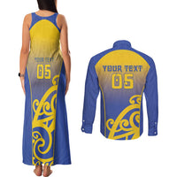 Custom James Cook High School Couples Matching Tank Maxi Dress and Long Sleeve Button Shirt Maori Koru Pattern LT05 - Polynesian Pride