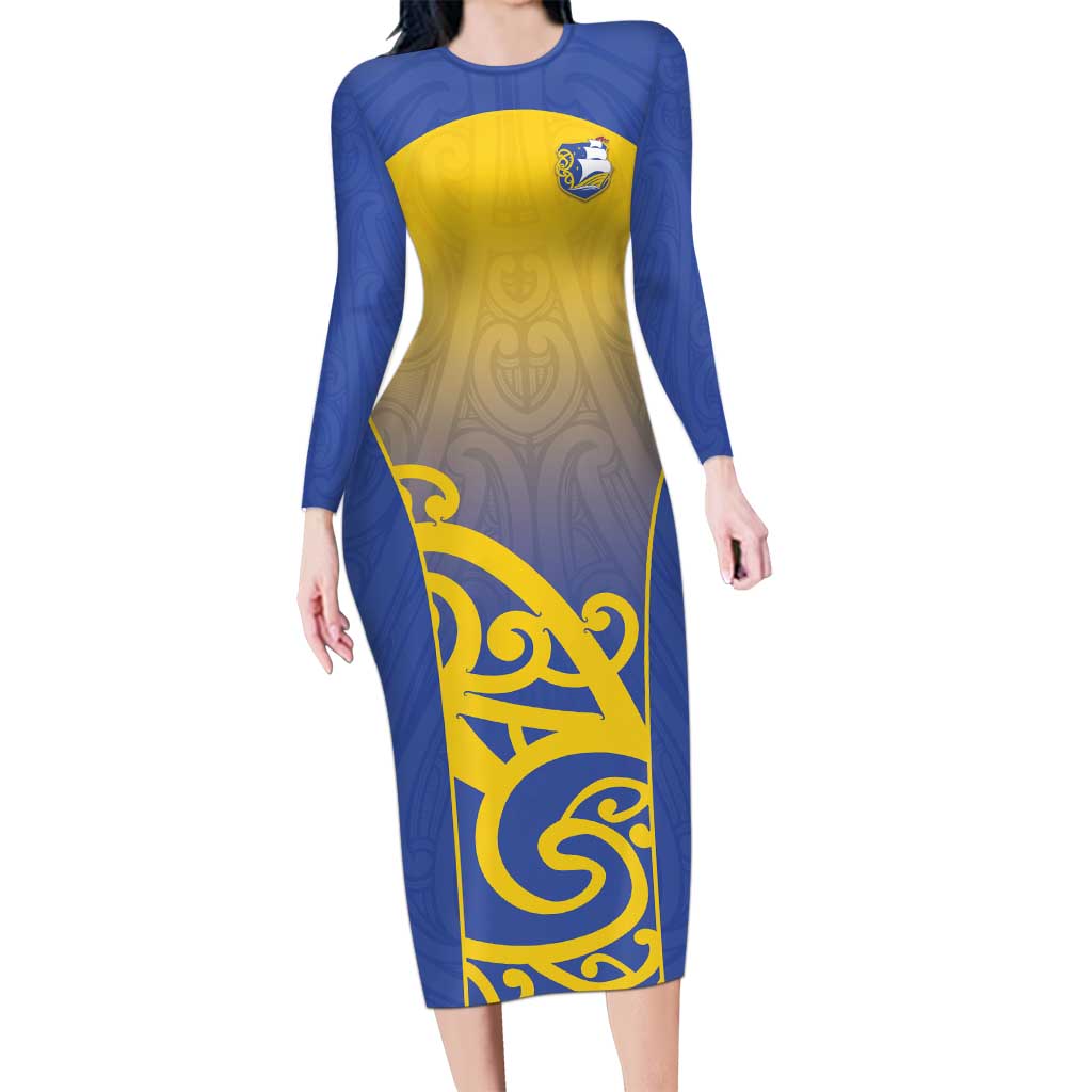 Custom James Cook High School Family Matching Long Sleeve Bodycon Dress and Hawaiian Shirt Maori Koru Pattern