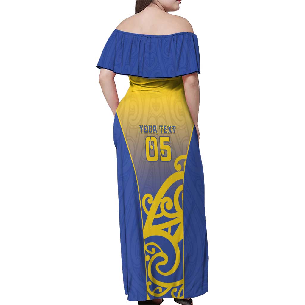 Custom James Cook High School Family Matching Off Shoulder Maxi Dress and Hawaiian Shirt Maori Koru Pattern