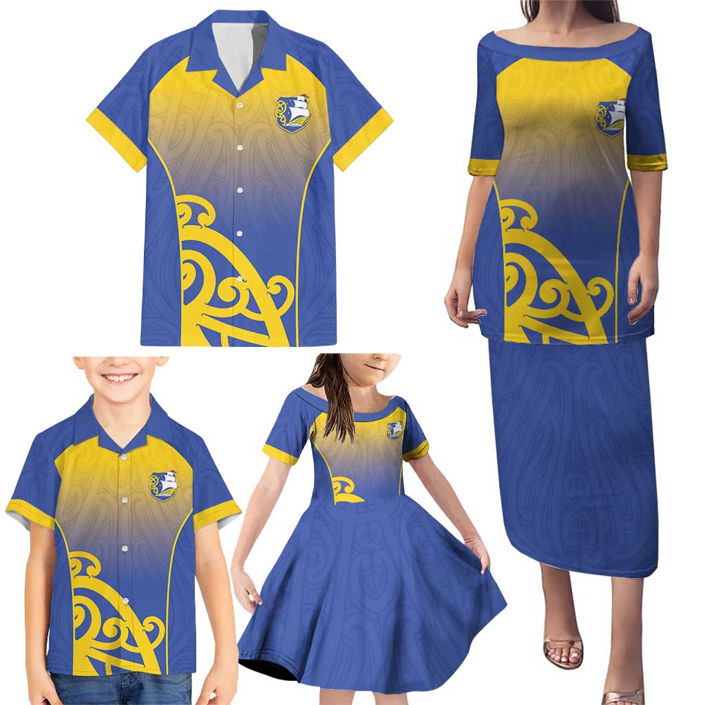 Custom James Cook High School Family Matching Puletasi and Hawaiian Shirt Maori Koru Pattern