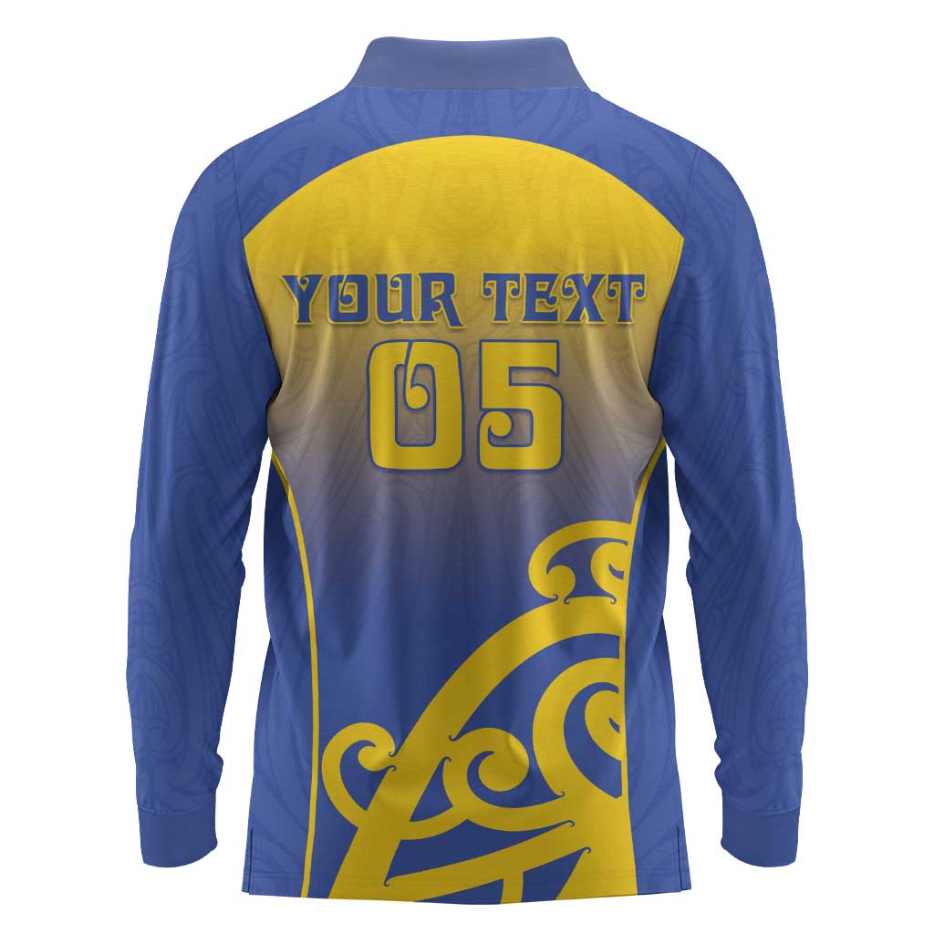 Custom James Cook High School Long Sleeve Polo Shirt Maori Koru Pattern