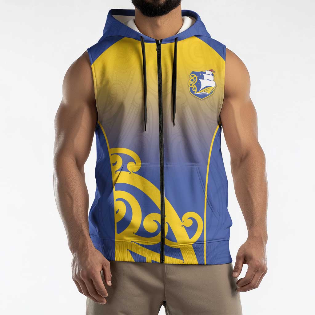 Custom James Cook High School Sleeveless Zip Hoodie Maori Koru Pattern LT05 - Polynesian Pride