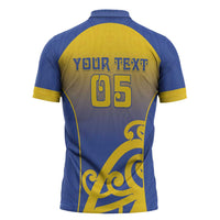 Custom James Cook High School Zipper Polo Shirt Maori Koru Pattern
