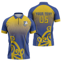 Custom James Cook High School Zipper Polo Shirt Maori Koru Pattern