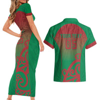 Custom Onehunga High School Couples Matching Short Sleeve Bodycon Dress and Hawaiian Shirt Maori Koru Pattern LT05 - Polynesian Pride