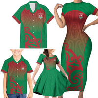 Custom Onehunga High School Family Matching Short Sleeve Bodycon Dress and Hawaiian Shirt Maori Koru Pattern