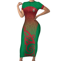 Custom Onehunga High School Family Matching Short Sleeve Bodycon Dress and Hawaiian Shirt Maori Koru Pattern