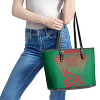 Custom Onehunga High School Leather Tote Bag Maori Koru Pattern