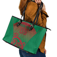 Custom Onehunga High School Leather Tote Bag Maori Koru Pattern