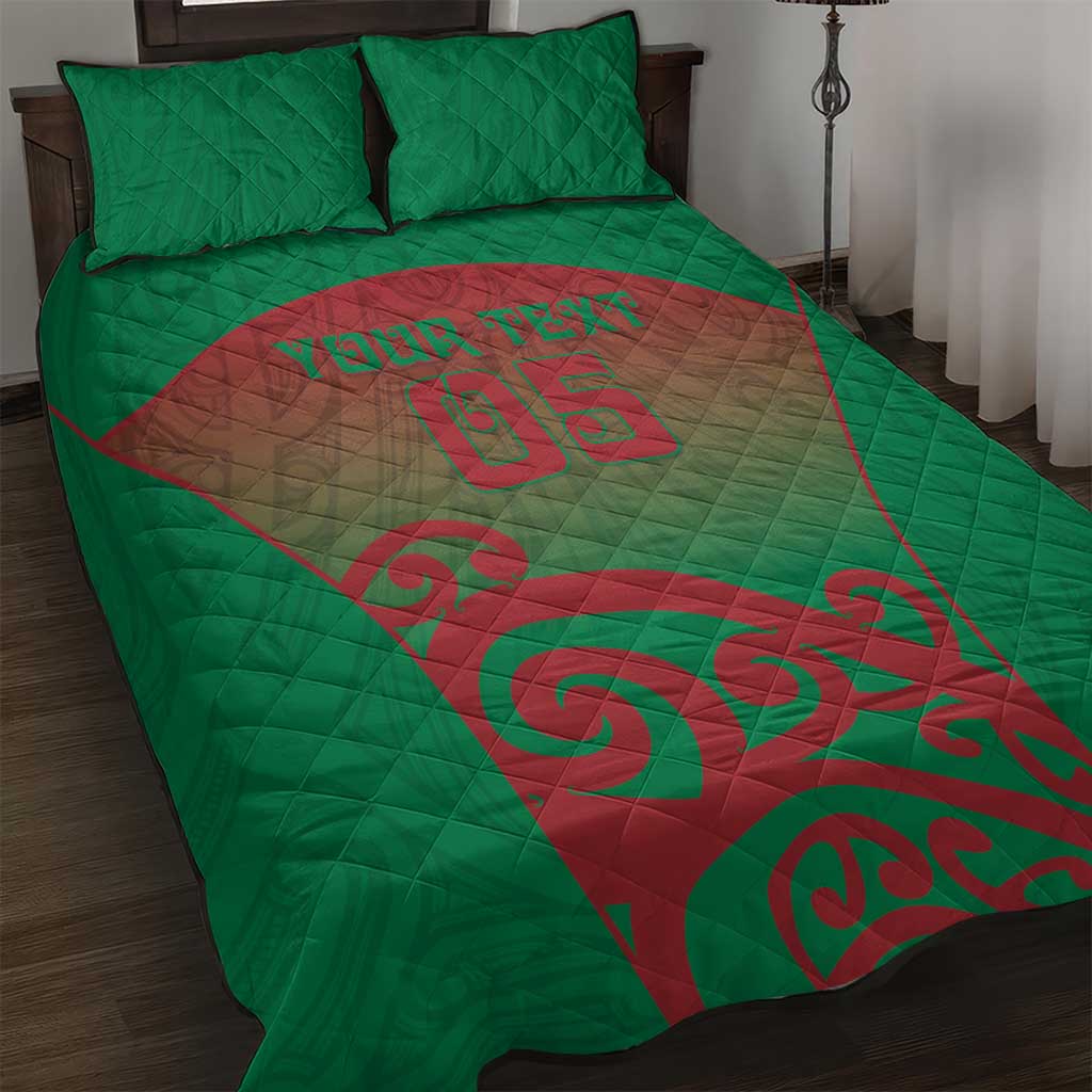 Custom Onehunga High School Quilt Bed Set Maori Koru Pattern LT05 Green - Polynesian Pride