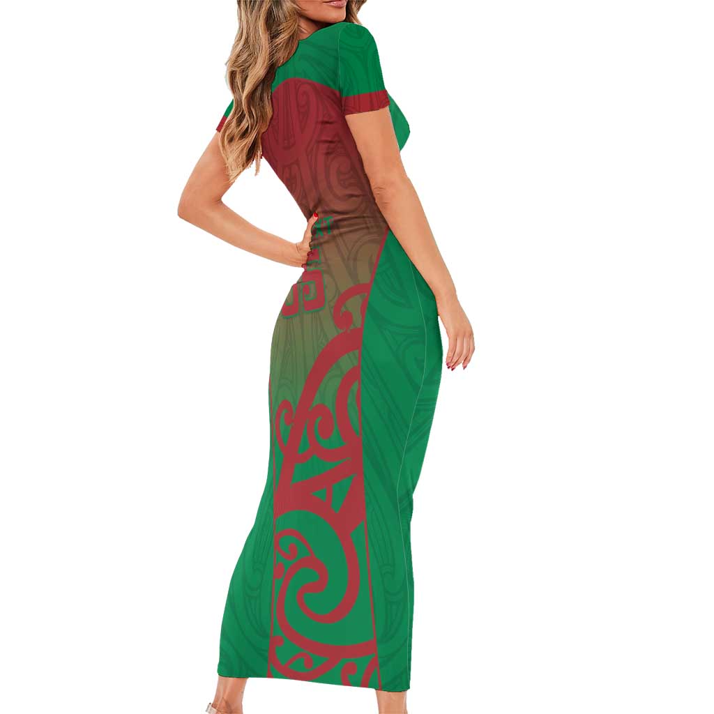 Custom Onehunga High School Short Sleeve Bodycon Dress Maori Koru Pattern