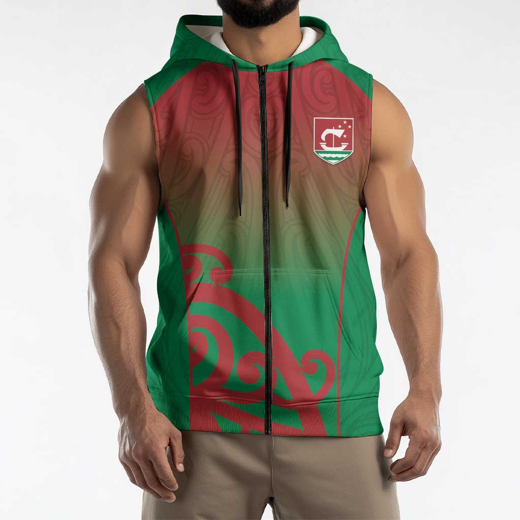 Custom Onehunga High School Sleeveless Zip Hoodie Maori Koru Pattern LT05 - Polynesian Pride