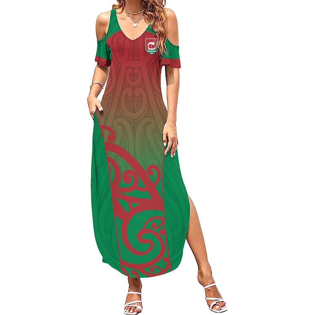 Custom Onehunga High School Summer Maxi Dress Maori Koru Pattern LT05 Women Green - Polynesian Pride