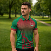Custom Onehunga High School Zipper Polo Shirt Maori Koru Pattern
