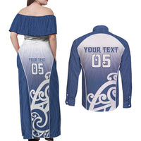 Custom New Zealand Aotea College Couples Matching Off Shoulder Maxi Dress and Long Sleeve Button Shirt Maori Koru Pattern LT05 - Polynesian Pride