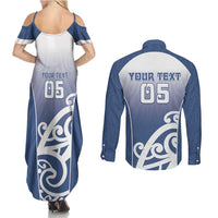 Custom New Zealand Aotea College Couples Matching Summer Maxi Dress and Long Sleeve Button Shirt Maori Koru Pattern LT05 - Polynesian Pride