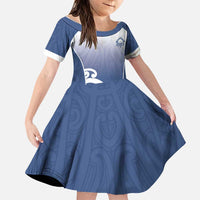 Custom New Zealand Aotea College Family Matching Short Sleeve Bodycon Dress and Hawaiian Shirt Maori Koru Pattern