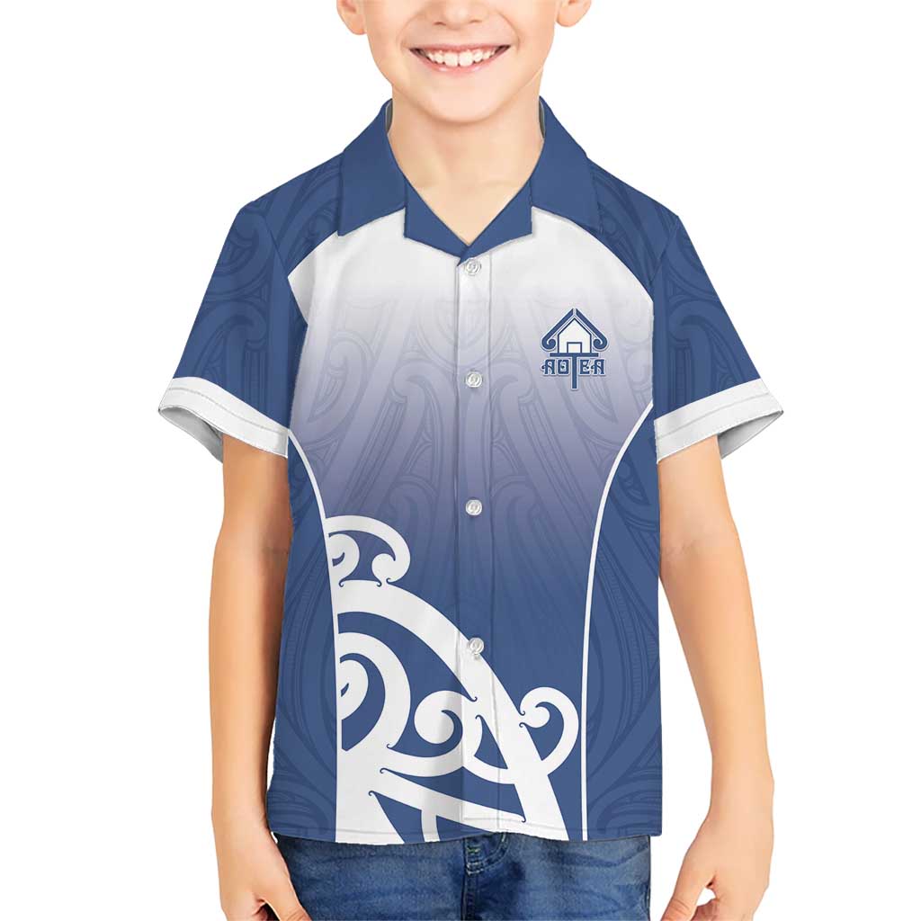 Custom New Zealand Aotea College Family Matching Short Sleeve Bodycon Dress and Hawaiian Shirt Maori Koru Pattern