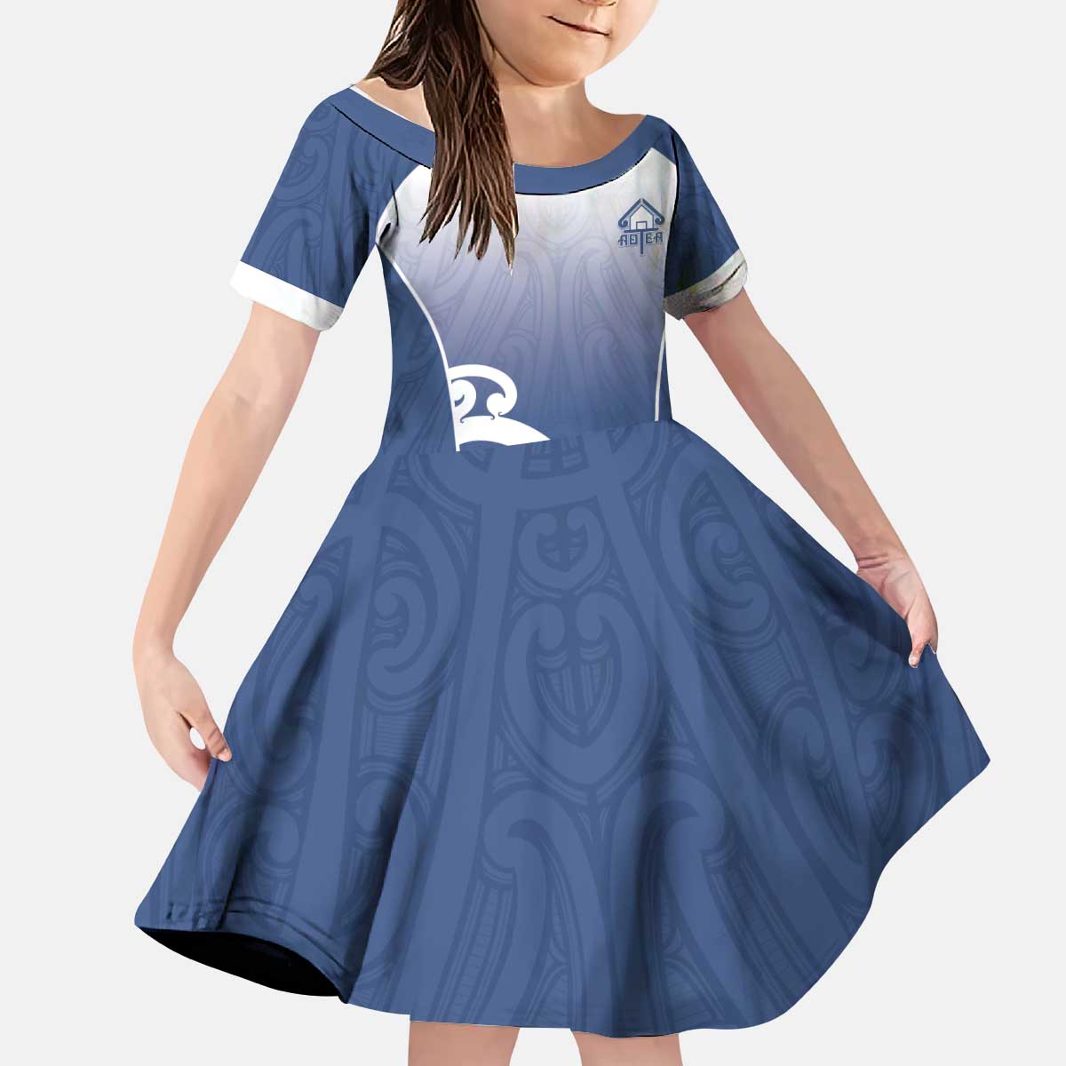 Custom New Zealand Aotea College Kid Short Sleeve Dress Maori Koru Pattern