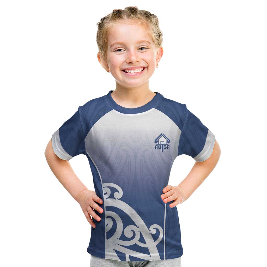 Custom New Zealand Aotea College Kid T Shirt Maori Koru Pattern