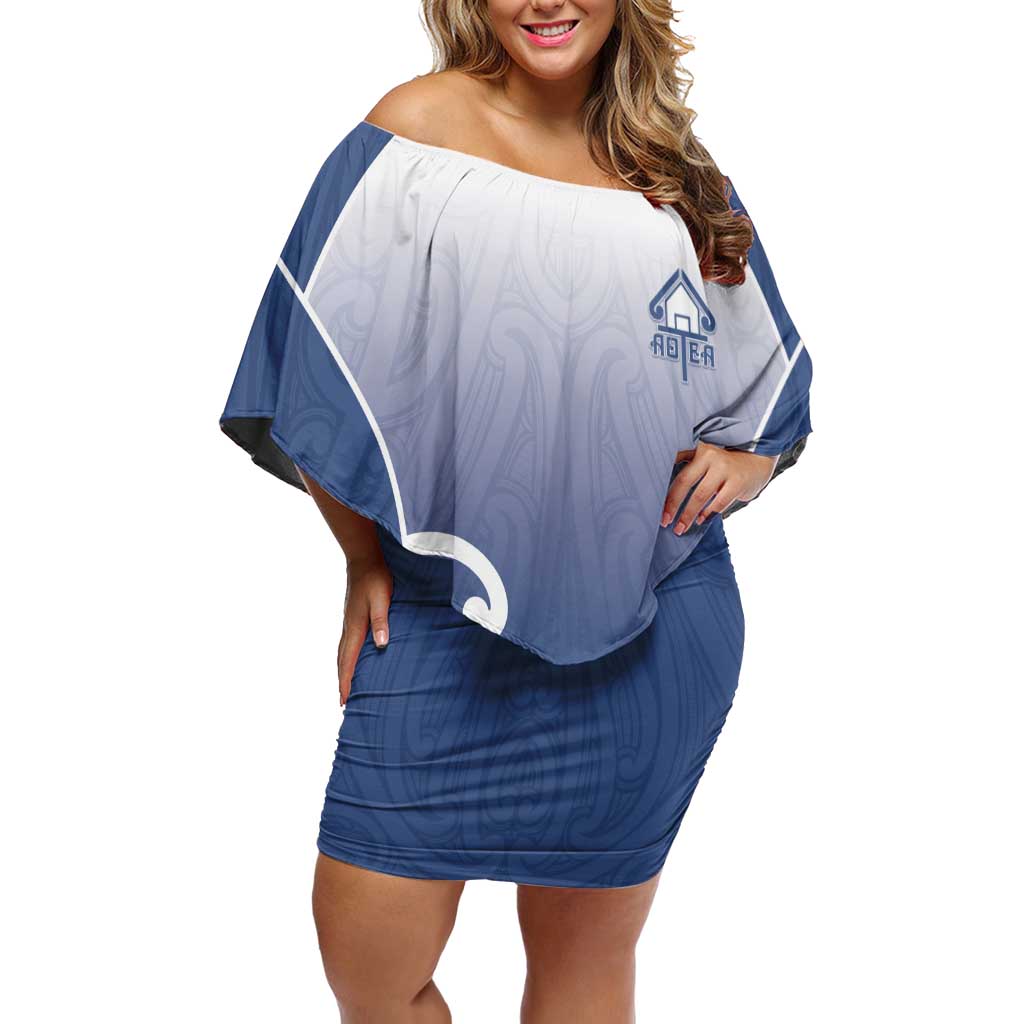 Custom New Zealand Aotea College Off Shoulder Short Dress Maori Koru Pattern