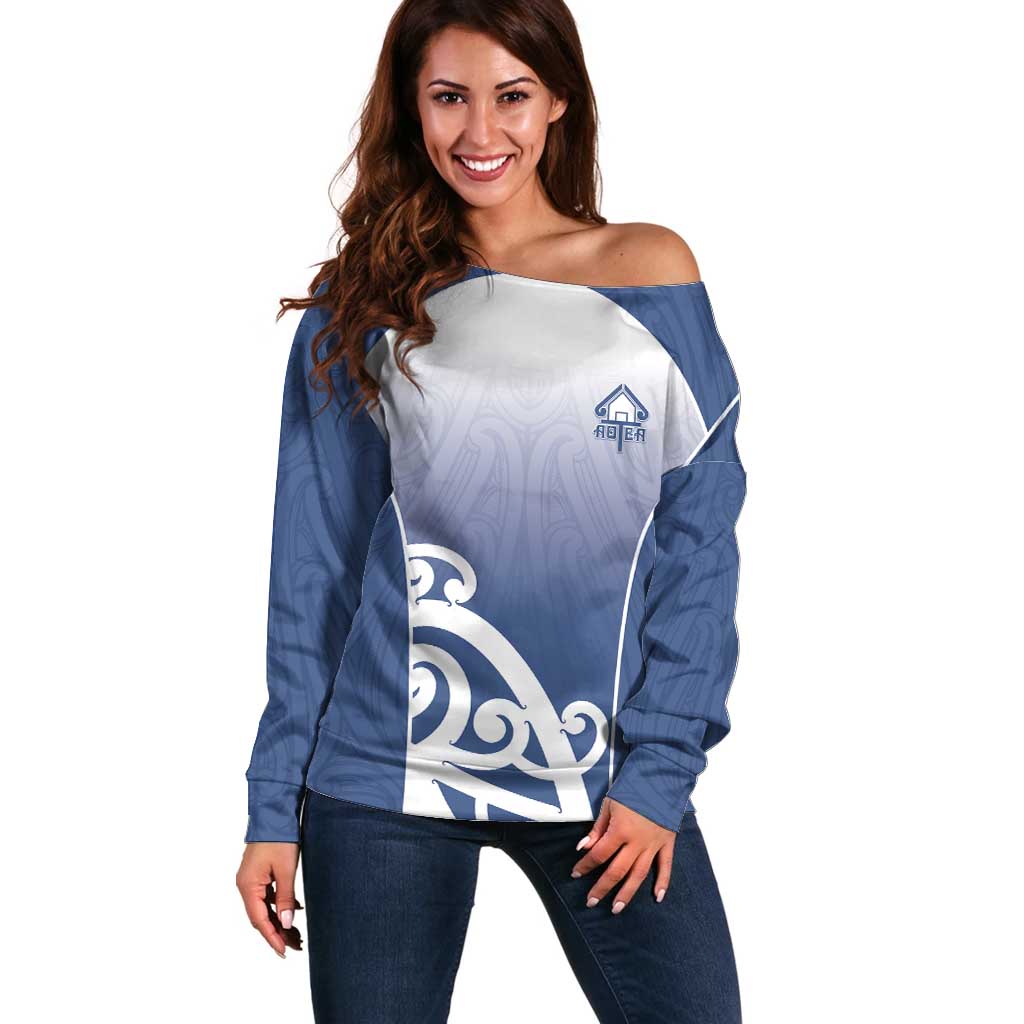 Custom New Zealand Aotea College Off Shoulder Sweater Maori Koru Pattern