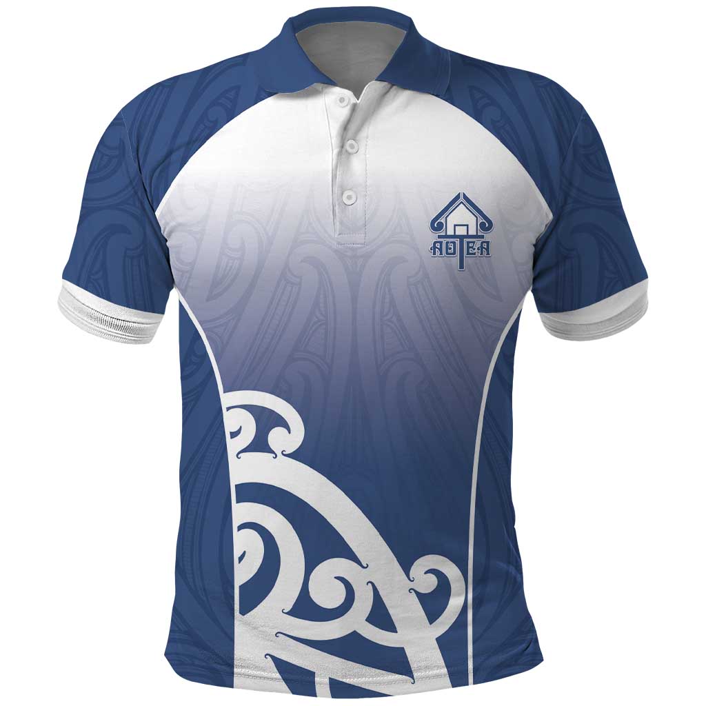 Custom New Zealand Aotea College Polo Shirt Maori Koru Pattern LT05 Blue - Polynesian Pride