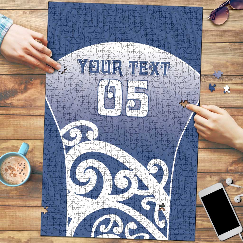 Custom New Zealand Aotea College Puzzle Maori Koru Pattern LT05 Blue - Polynesian Pride