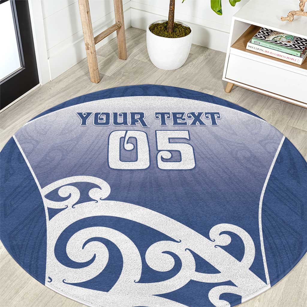 Custom New Zealand Aotea College Round Carpet Maori Koru Pattern LT05 Blue - Polynesian Pride